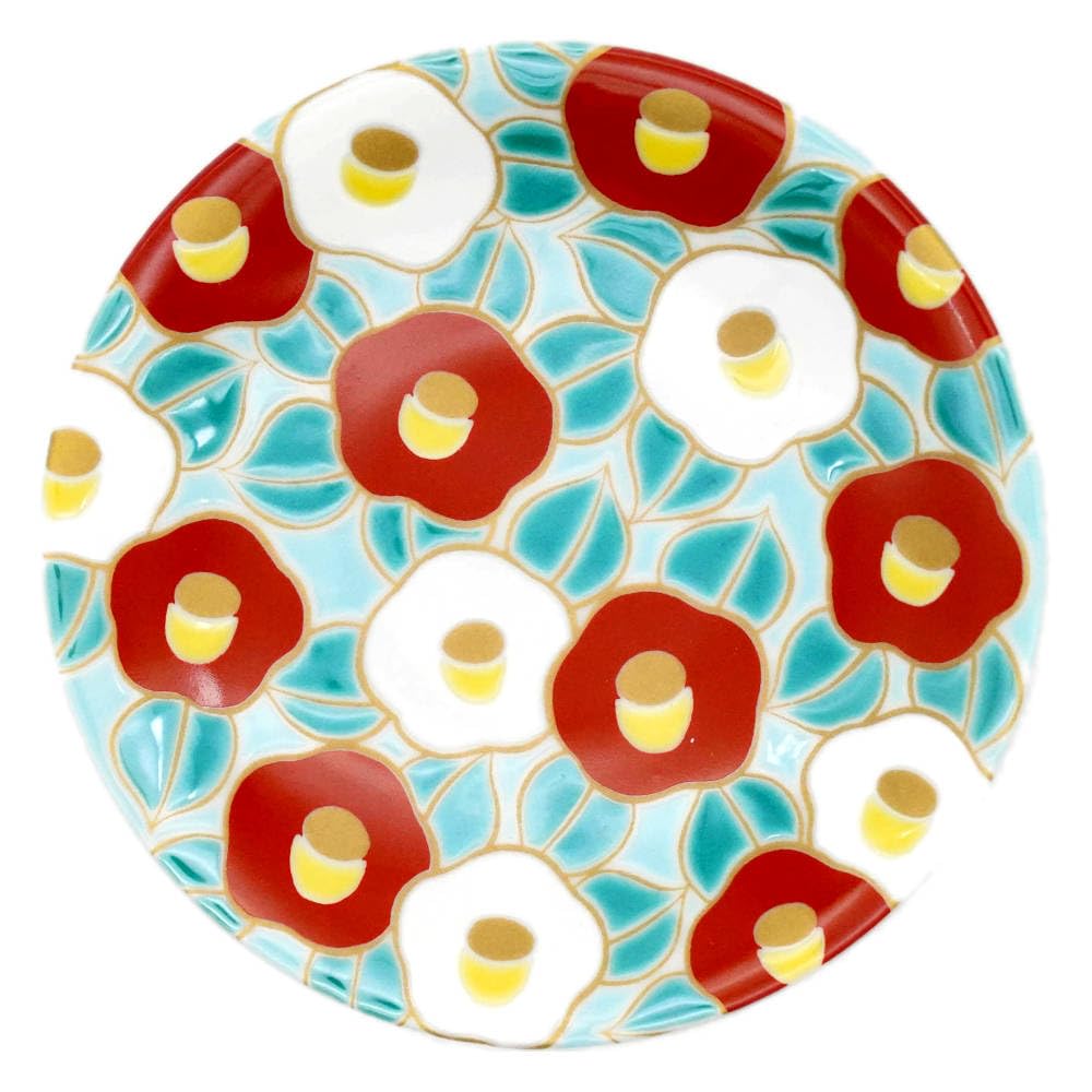 Kutani-yaki Camellia Plate, 4.7 inch