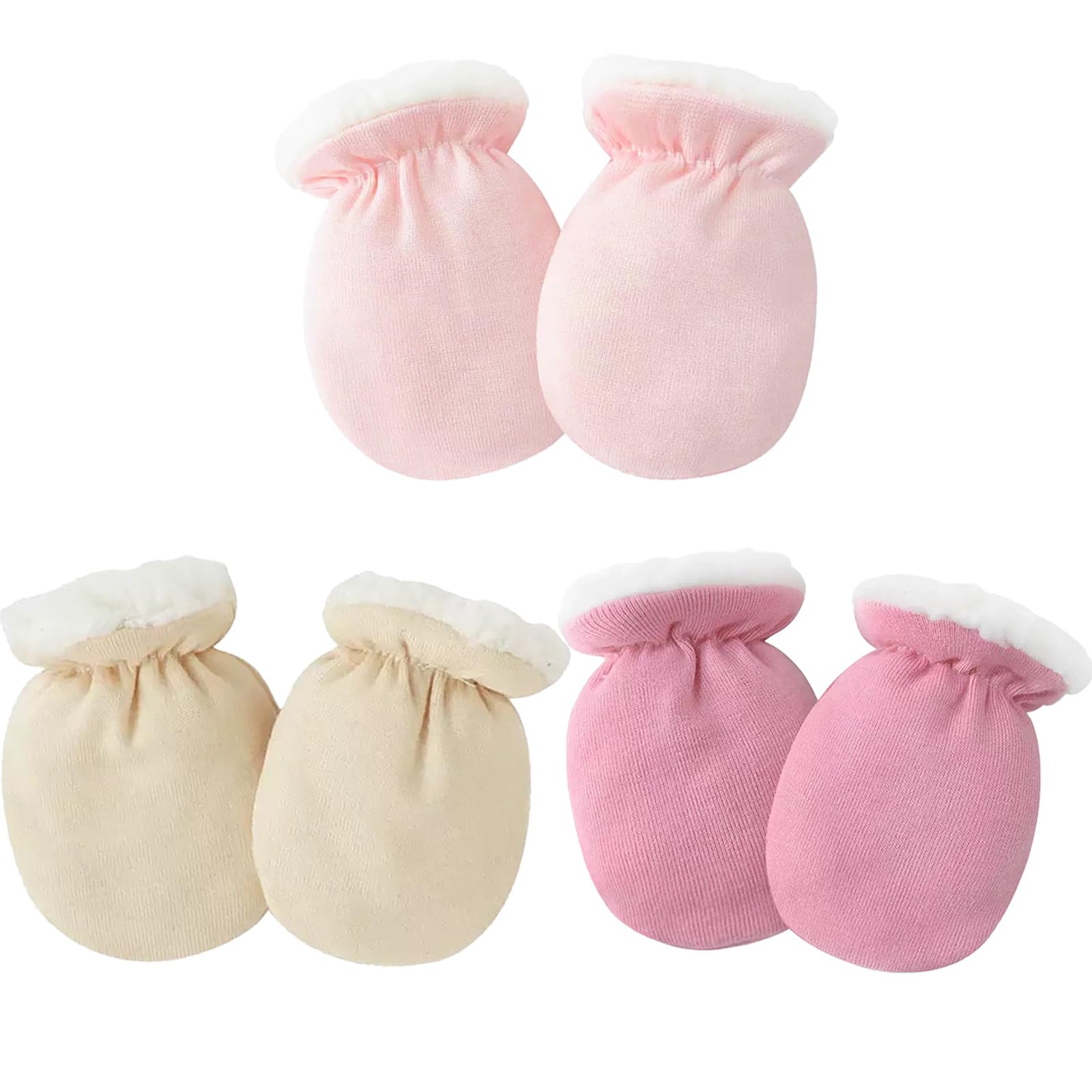 PandaEar 3 Pairs Baby Winter Mittens, Newborn Gloves Warm Fleece Lined No Scratch Mittens for 0-12 Months Infants Girls