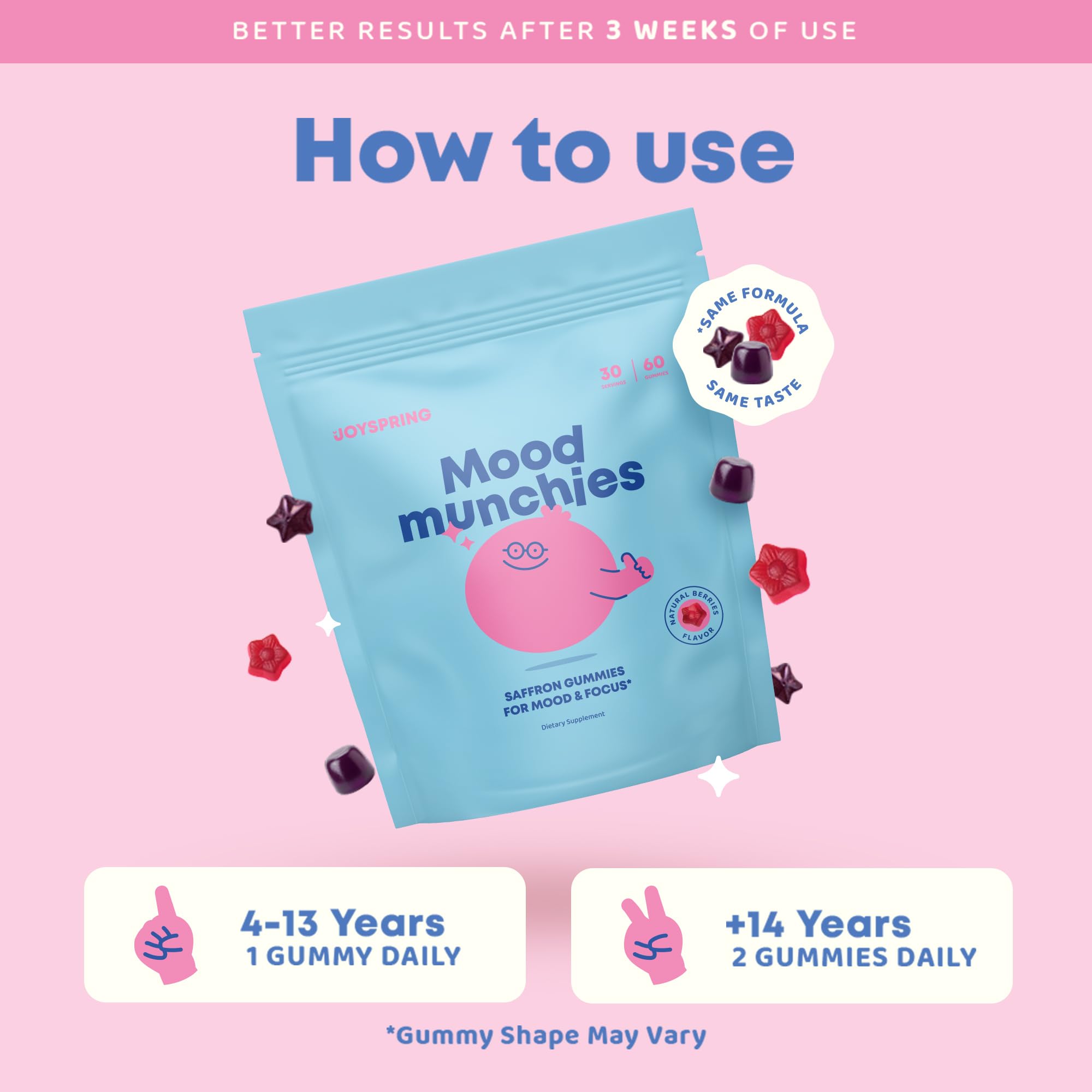 JoySpring Mood Munchies Kids Saffron Gummies, 60 Count, Ages 4+ — Amazon image 6