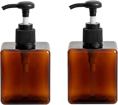 2PCS 250ml 8.4oz Empty Plastic Pump Bottles Dispenser, Refillable Soap Dispenser Bottles for Shampoo Lotion Conditioner, Bathroom Kitchen Travel Use