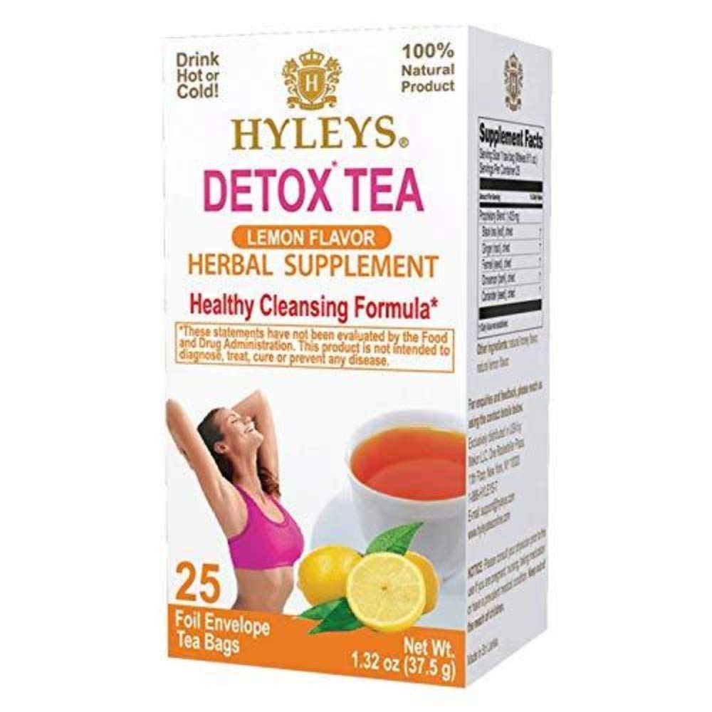 HYLEYSDetox Tea for Cleanse - Black Tea with Lemon, Ginger, Honey Flavor - Supports Digestion & Bloating Relief - 25 Tea Bags (1 Pack)