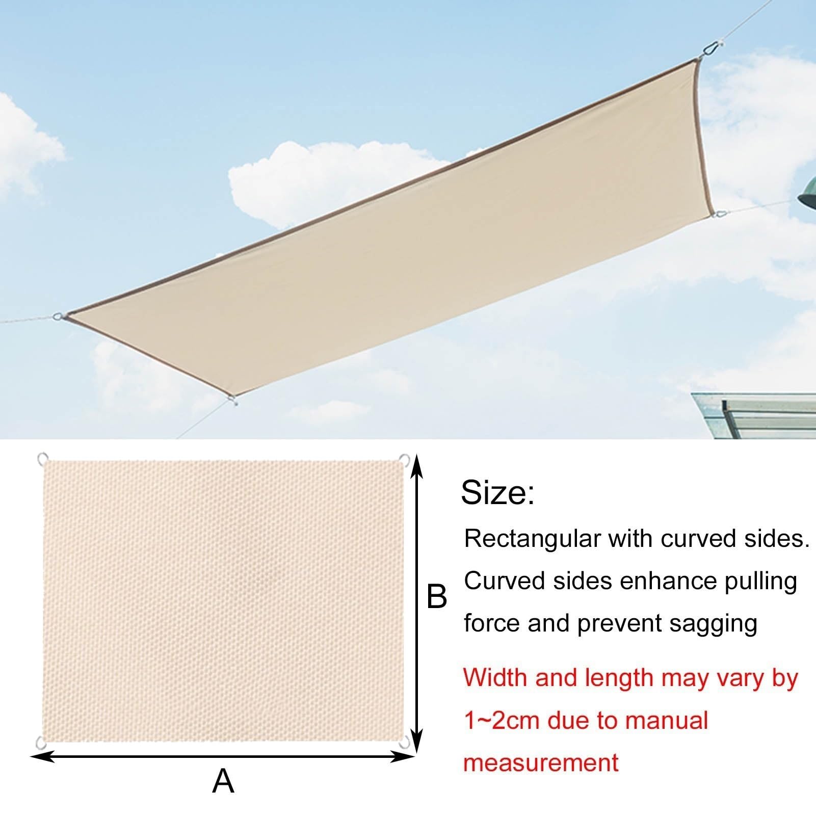 MOCHAMIK Vela Parasole Quadrata con Kit di Montaggio - in Tessuto per terrazza, pergolato e Giardino - Soluzione ombreggiante da Esterno Resistente ai Raggi UV (3,5x5 m)