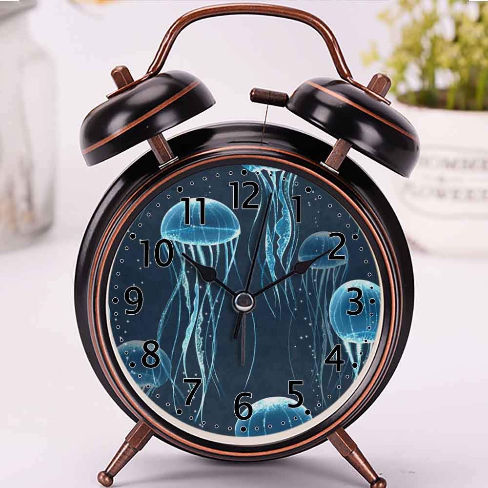 Amazon.co.jp: 輝くクラゲの海の動物の黒の目覚まし時計時計家または