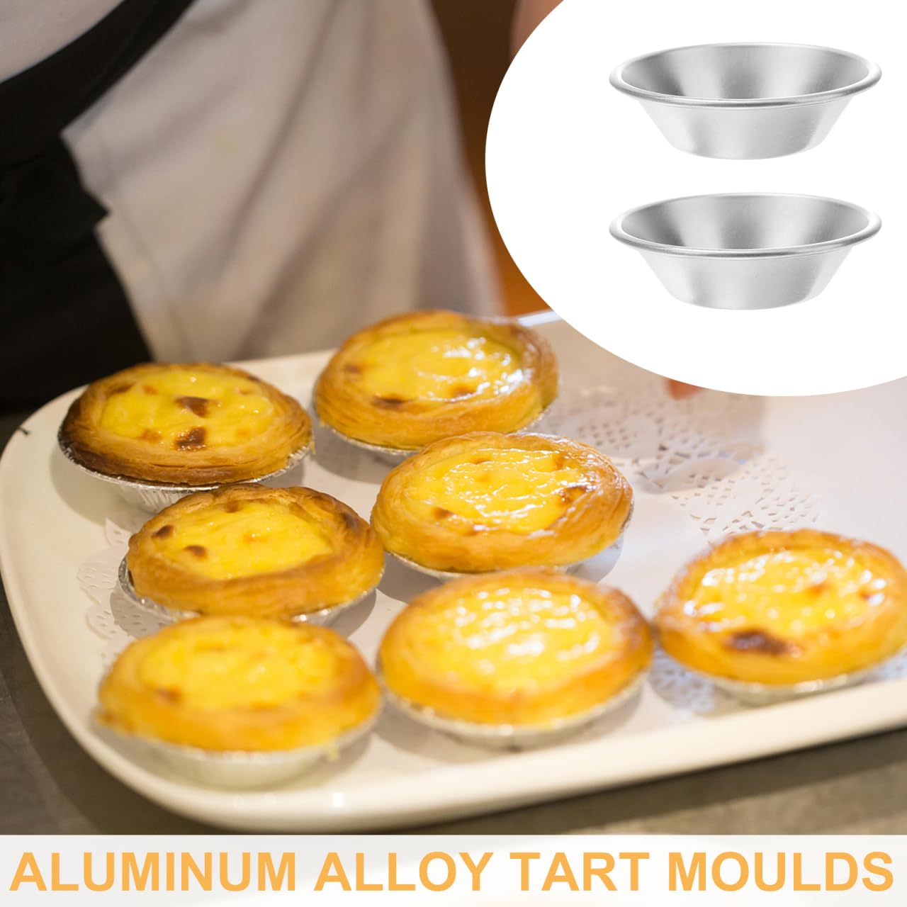 Veemoon Moule Mini Tartelette En Inox 7CM, 25 PièCes Pasteis De Nata RéUtilisable Moule Tartelette Quiche Individuelle Pour Desserts Tartes à La Confiture Muffins Et Parfait Pour Cuisson Au