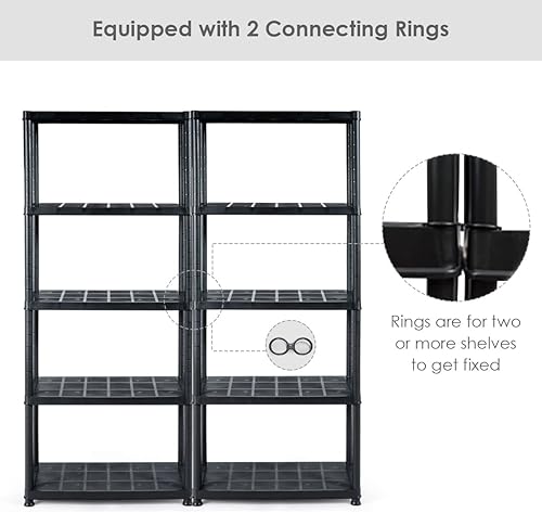 Miniatura 7 de GLOBALWAY Julimoon Estante de almacenamiento de 5 niveles, estante de almacenamiento independiente, fácil de montar, unidad de almacenamiento