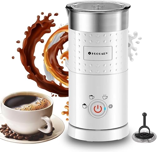 4 in 1 Milk Frother，Electric Milk Frother and Steamer 300ml，Fast Frothing | Stainless Steel Inner,Automatic Hot& Cold Foam Maker and Milk Warmer For Latte, Cappuccinos, Macchiato（White）