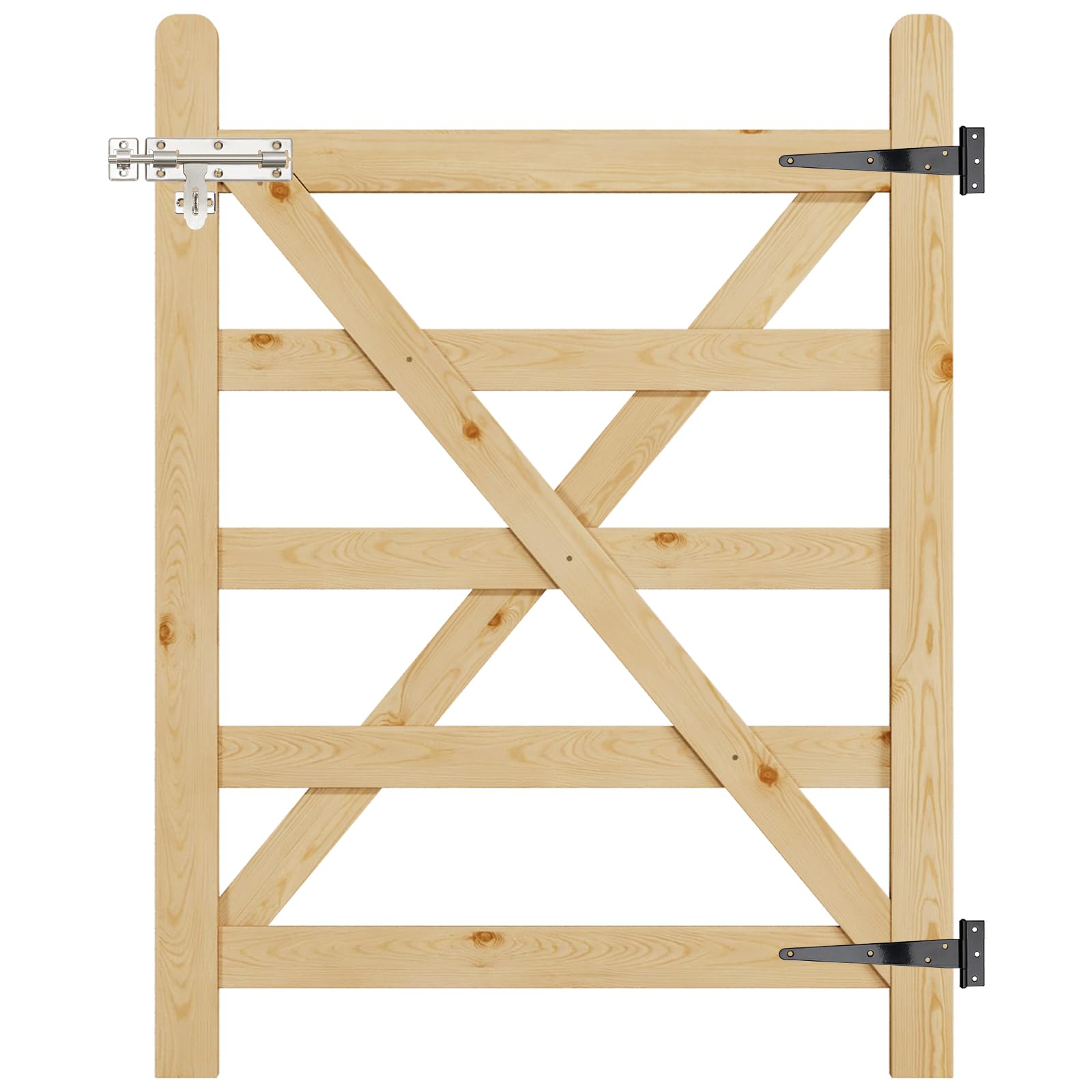 INMOZATA Garden Gate Wooden Pedestrian Gate with Gate Lock and Hinge, 3ft Wide x 4ft High (90cm Wide*120cm High)