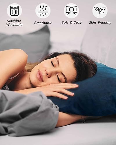 Miniatura 4 de Fundas de almohada color azul costero, tamaño Queen, 2 paquetes de fundas de almohada suaves para cama, fundas decorativas para sofá de cuerpo