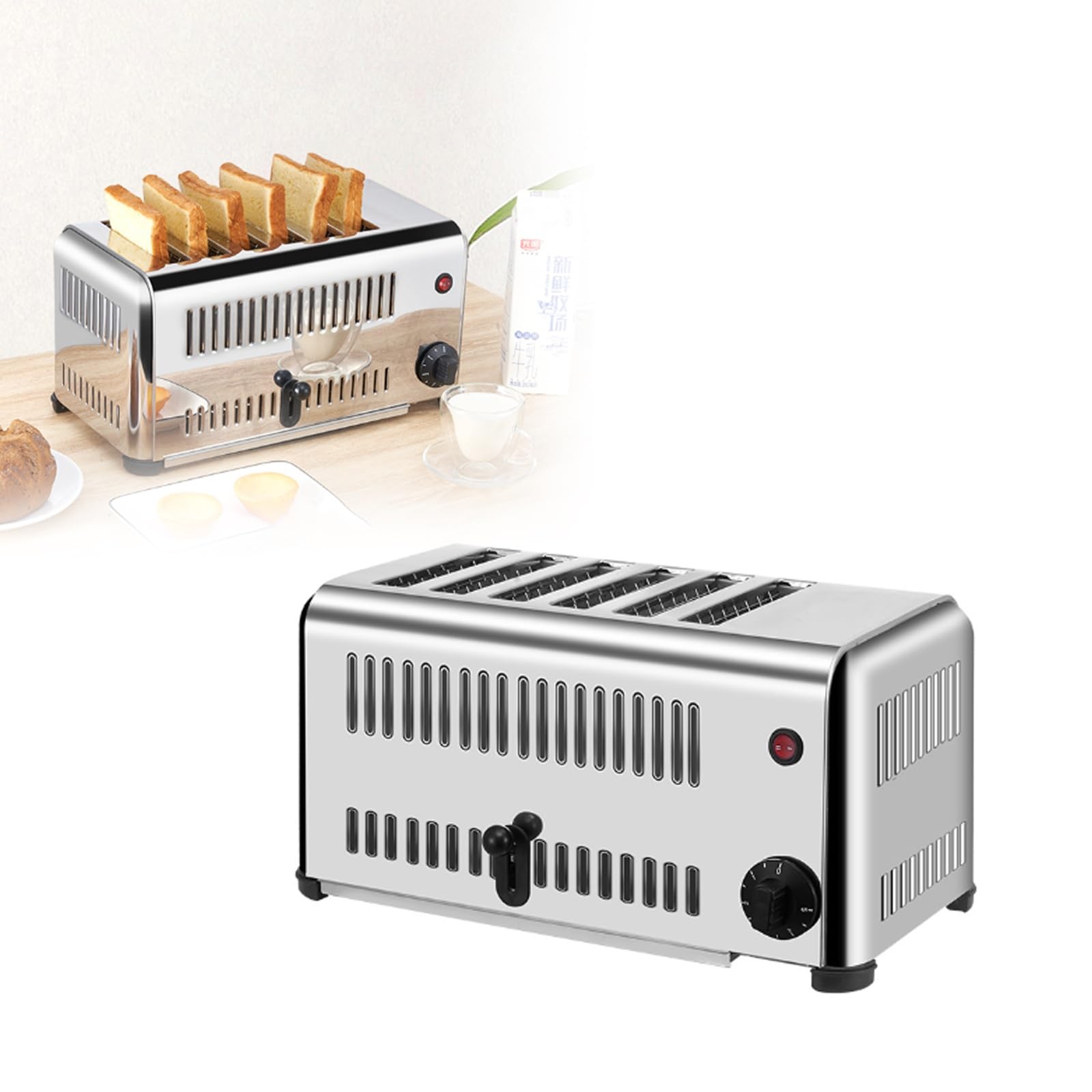 Tostapane per pane commerciale, macchina riscaldante per panini spiedini, per cottura rapida, capacità di 4 fette, acciaio inossidabile resistente, ideale per bar e ristoranti