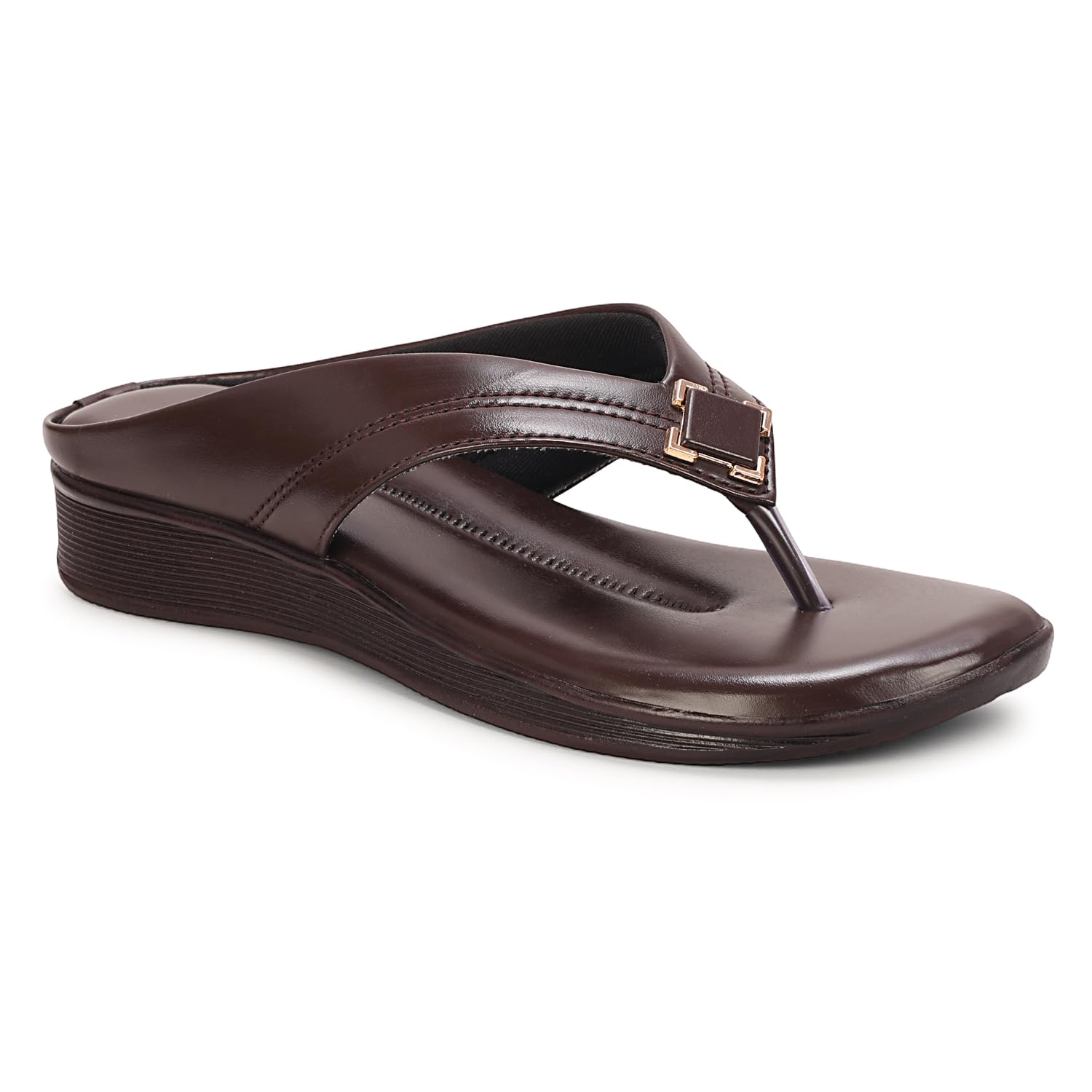 Women Wedge Slip-On Sandals | Chic Toe-Ring Design with Cushioned Sole | Lightweight Synthetic Footwear for Office, Leisure, and Casual Events-image-12