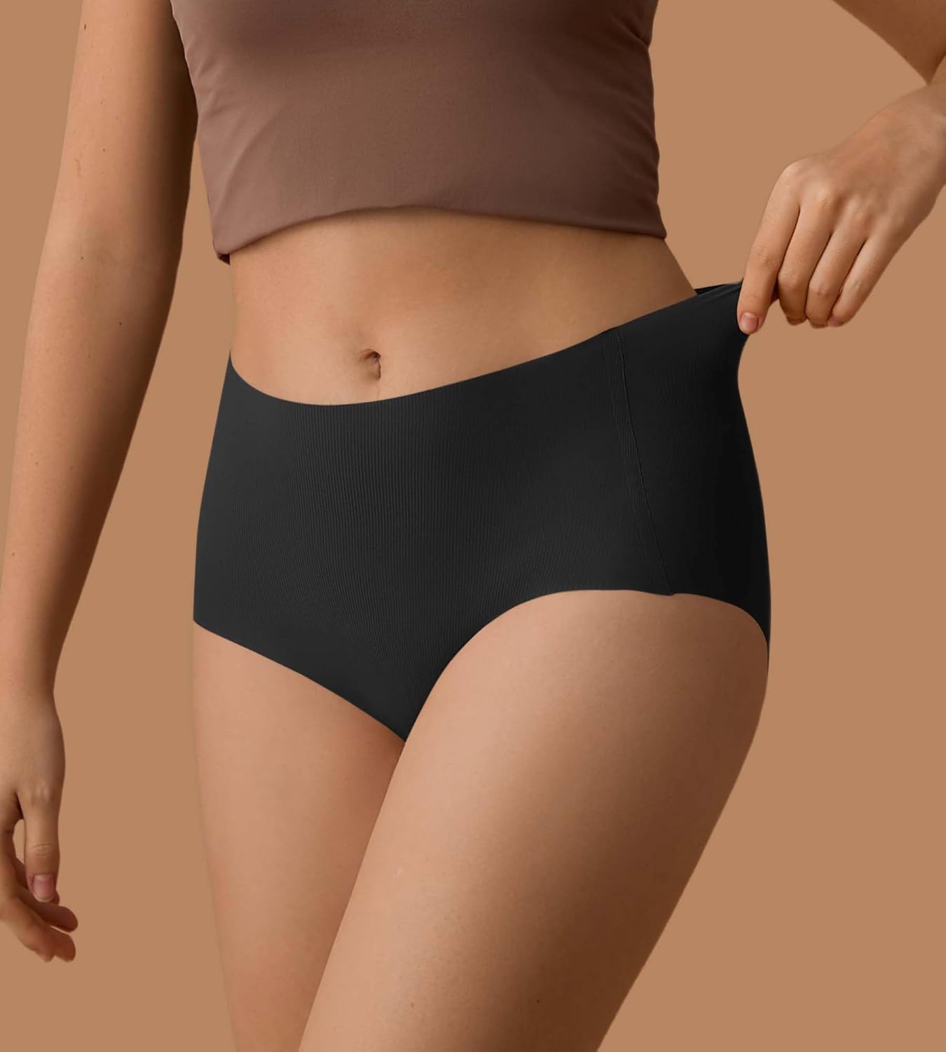 SHARICCA Seamless High Waisted Underwear for Women No Show Full Coverage Panties Nuage Microfiber Briefs Pack - Image 3