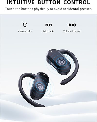 Miniatura 5 de CXK Auriculares de oreja abierta Bluetooth 5.4 Auriculares de conducción ósea, auriculares inalámbricos verdaderos con sonido estéreo de 60 horas