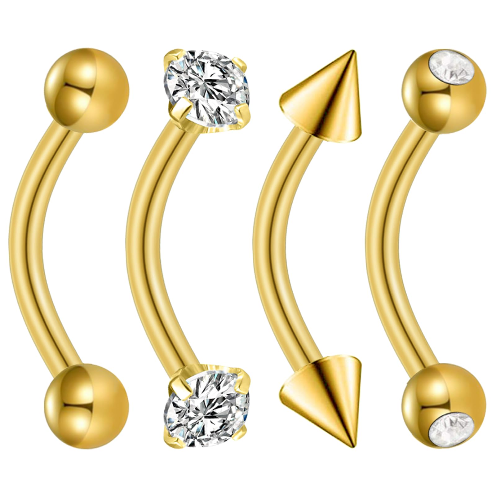 NIUSIMAN piercing ombligo,pequeño corto 6MM 8MM 10MM piercing ombligo acero quirúrgico diminuta zirconia cúbica 14G 4 piezas ombligo bares vientre piercing ombligo conjunto de joyas