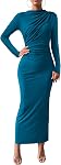 BTFBM Bodycon Dresses for Women Long Sleeve Maxi Dress Back Slit Ruched Spring Cocktail Party Wedding Guest Dresses 2026