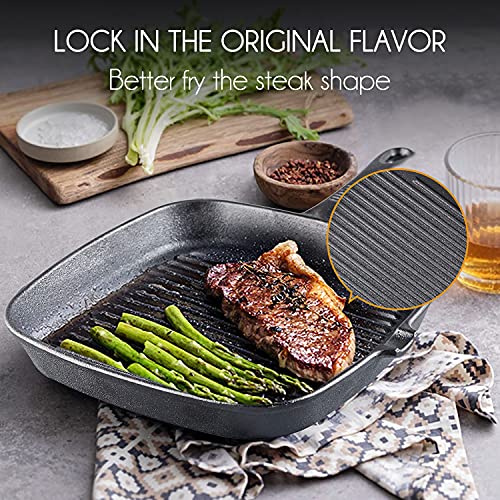 image for Billord Cast Iron Grill Pan, Steak Frying Pan, Cast Iron Skillet (10.5