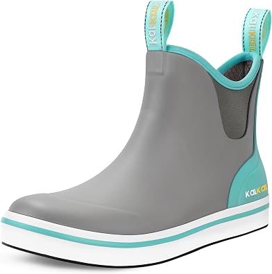 Kalkal 2026 Upgraded Womens Deck Boots, Waterproof Fishing Ankle Rain Boots with Upgraded Anti-Slip Outsole, Breathable Lightweight Garden Rubber Boots for Sailing