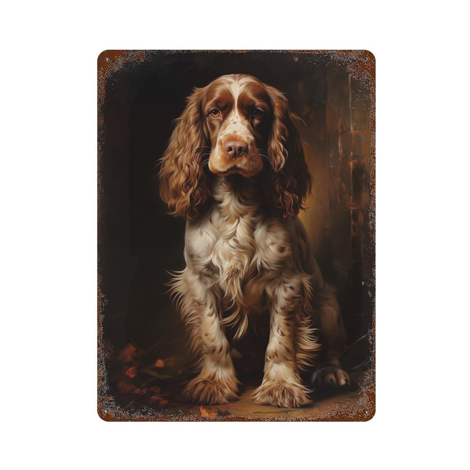 English Cocker Spaniel Vintage Rust Metal Sign 15.7"x11.8", Shabby Chic Decor for Garage, Pub Or Kitchen