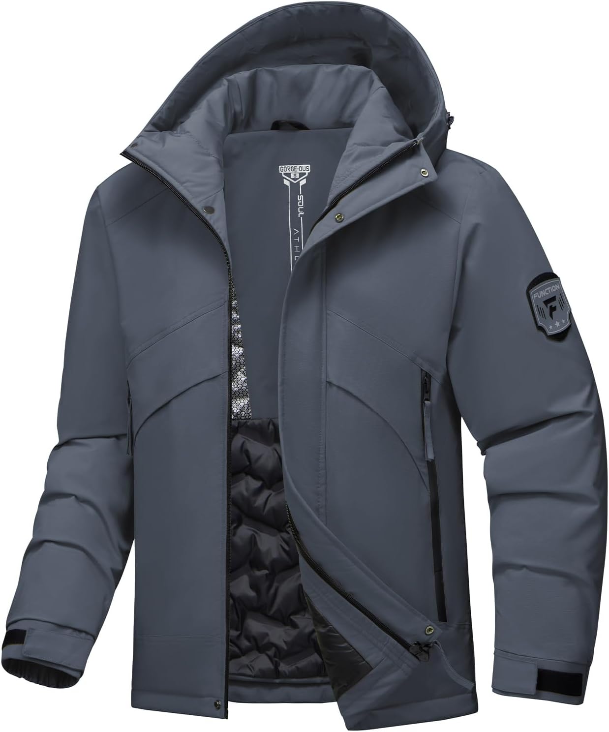 Men's Ski Jacket Waterproof Warm Winter Coat Windproof Insulated Snowboard Jacket Hooded Mountain Windbreaker