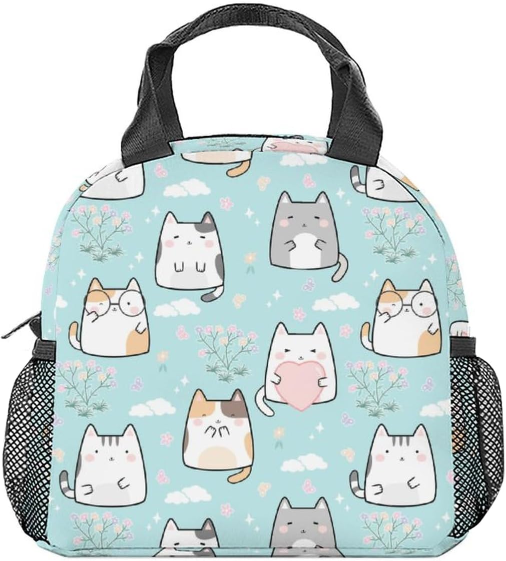 CUNEXTTIME Cat Lunch Bag for Kids, Small Lunch Bags Insulated, Cute Reusable Lunchbox for Women, Light Freezable Lunchbags for School