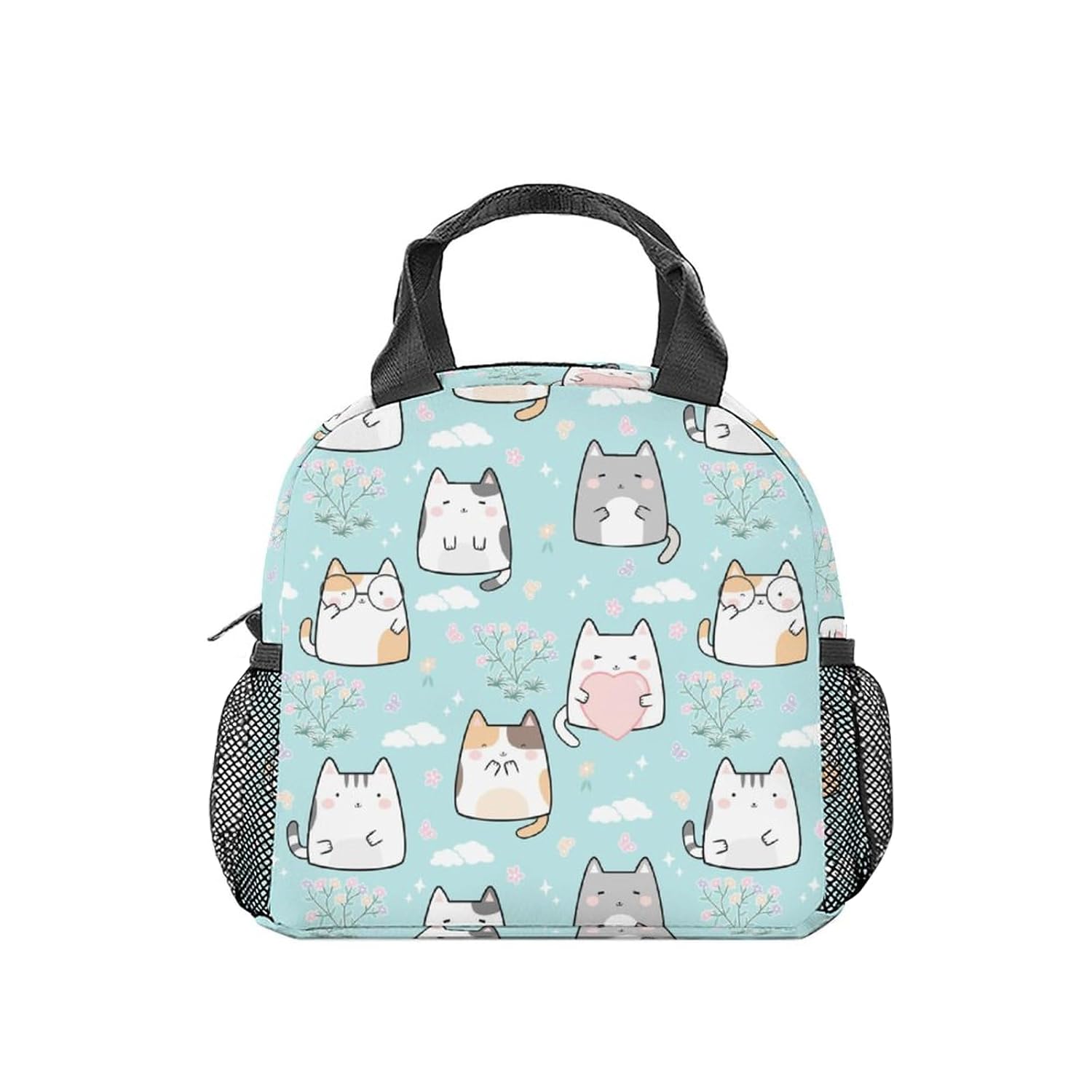 Cat Lunch Bag for Kids Small Lunch Bags Insulated Cute Reusable Lunchbox for Women Light Freezable Lunchbags for