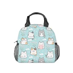 Cat Lunch Bag for Kids Small Lunch Bags Insulated Cute Reusable Lunchbox for Women Light Freezable Lunchbags for