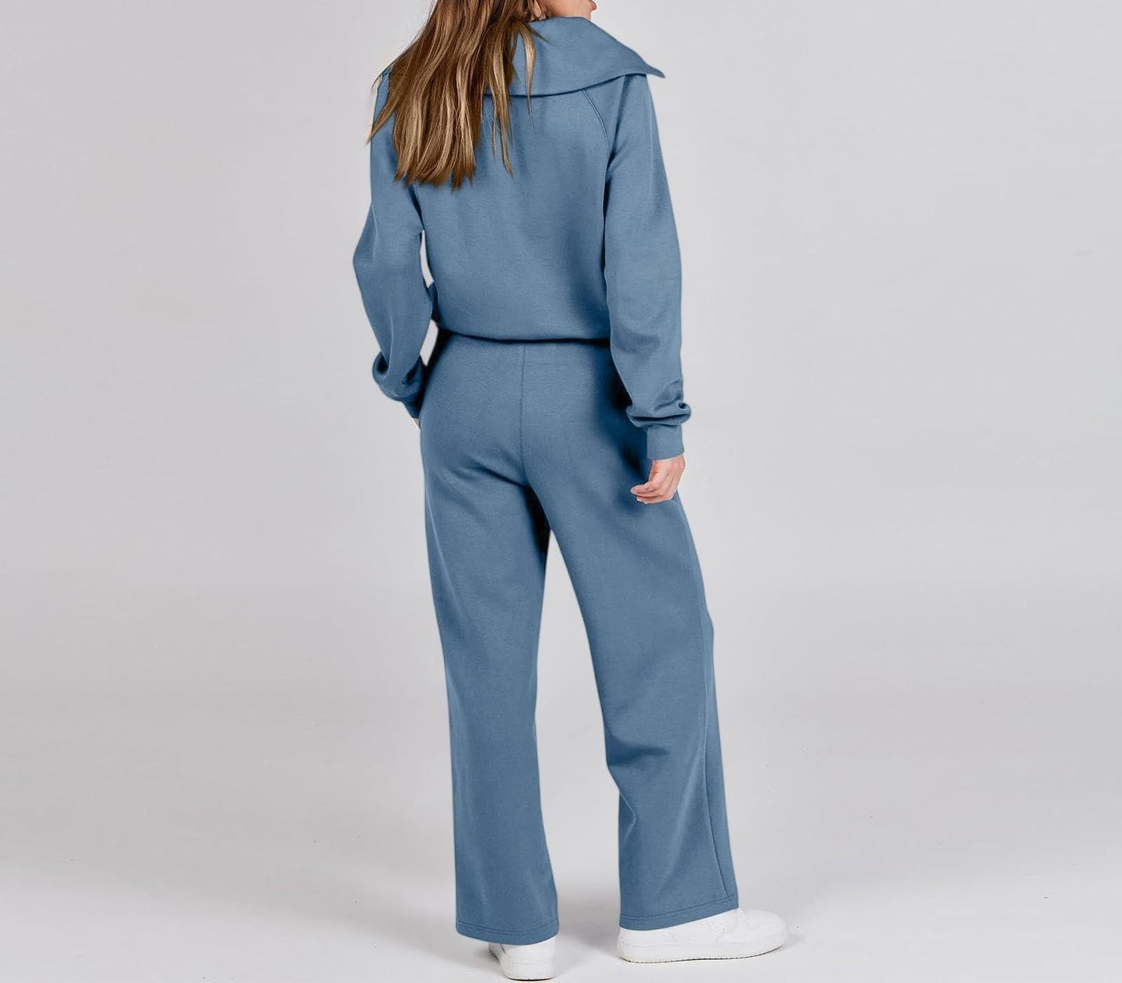 Generisch Damski zestaw dresów, sweter z zamkiem do połowy, szerokie spodnie, wygodny strój wypoczynkowy w stylu Athleisure, zestaw do noszenia w czasie wolnym i do relaksu