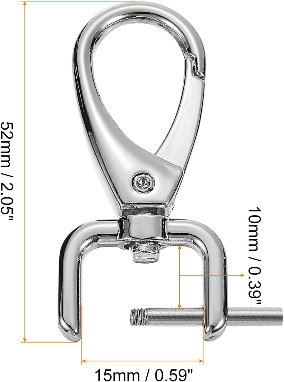 uxcell 2Pcs Swivel Clasps Hook, 15mm(5/8 Inch) D Ring Detachable Snap Hook Metal Lobster Claw Clasp Hook with Screwdriver for Purse Keychain DIY Craft, Silver image 2