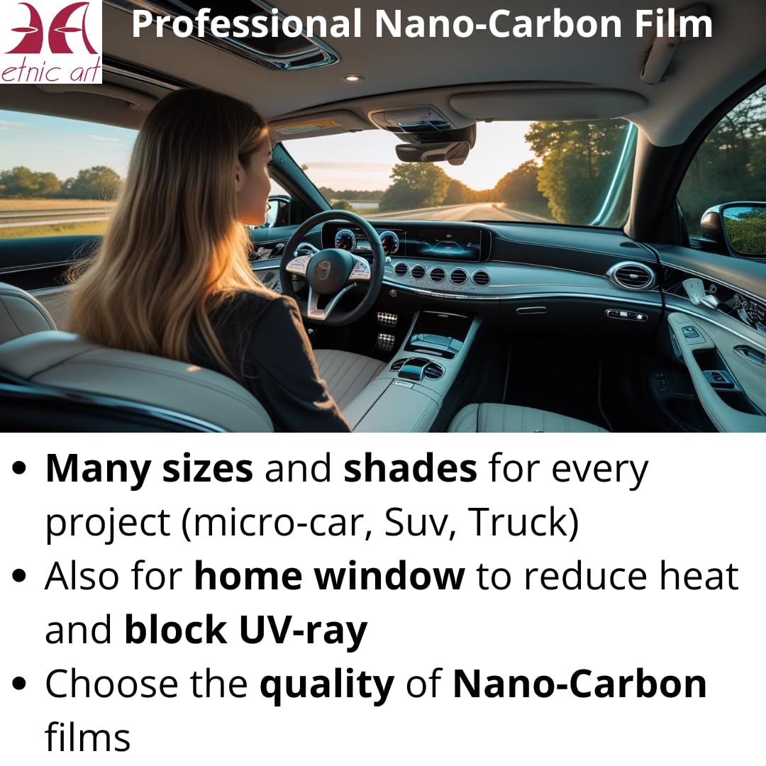 Film occultant pour vitres de voiture, nano-carbone, qualité professionnelle, dimensions grandes, petites tailles, anti-rayures, pare-soleil, anti-reflets, thermoformant, adhésif, pour fenêtres de