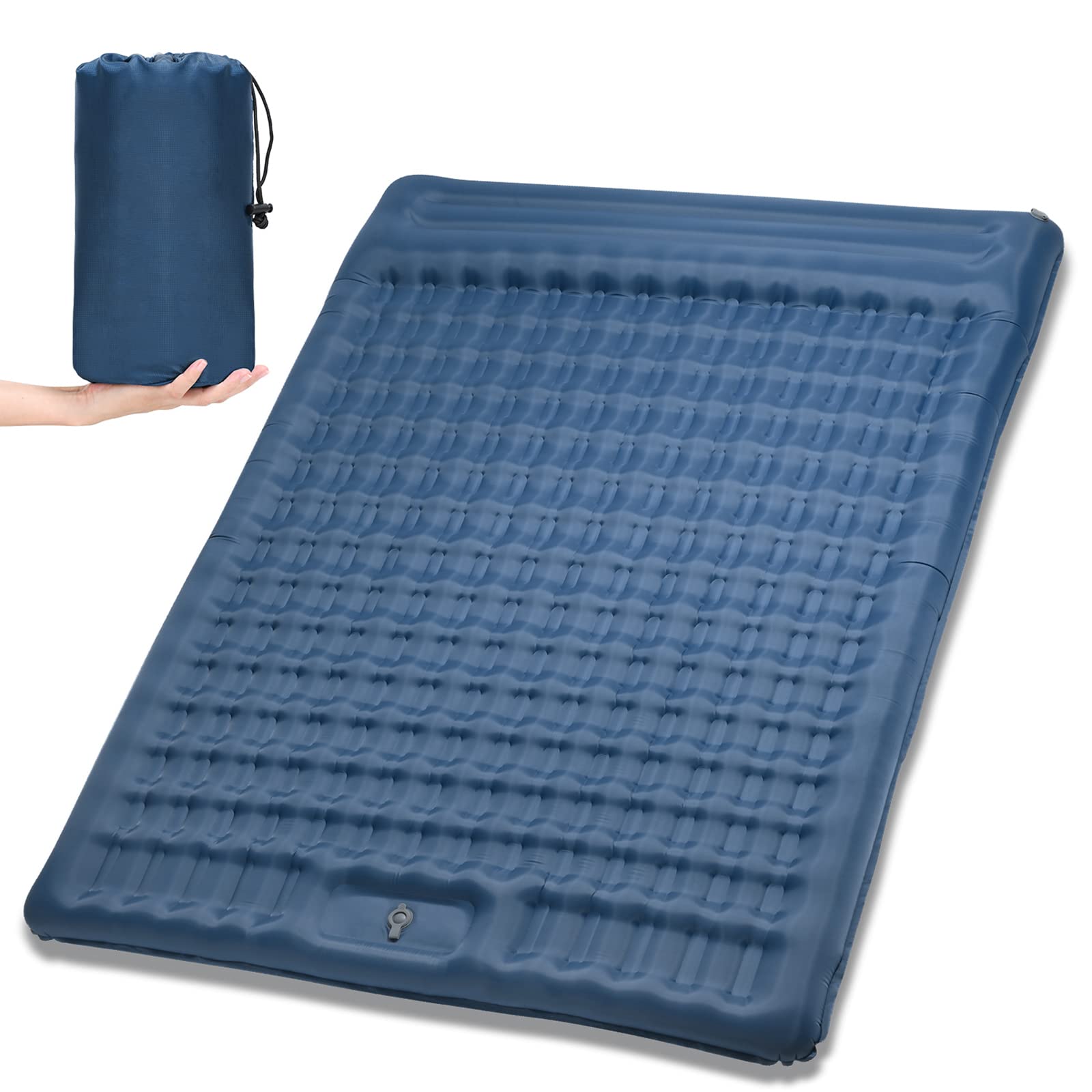 Karlak Nadmuchiwana podwójna karimata, bardzo gruba 15 cm, materac dmuchany z wbudowaną pompką, na kemping, podróże z plecakiem, wędrówki, podróże, namiot
