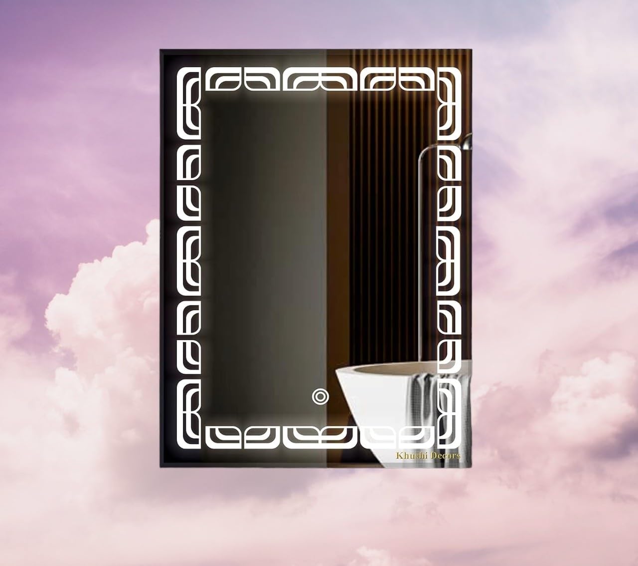 Khushi Decors Rectangle D- Design Led Mirror Glass for Bathroom Wall - Decorative Home Decor Mirror Glass for Bedroom Living Room Drawing Room Makeup Room Wash Basin (Size 15x21 D- Design) (B0CZP44WCX) Amazon Price History, Amazon Price Tracker