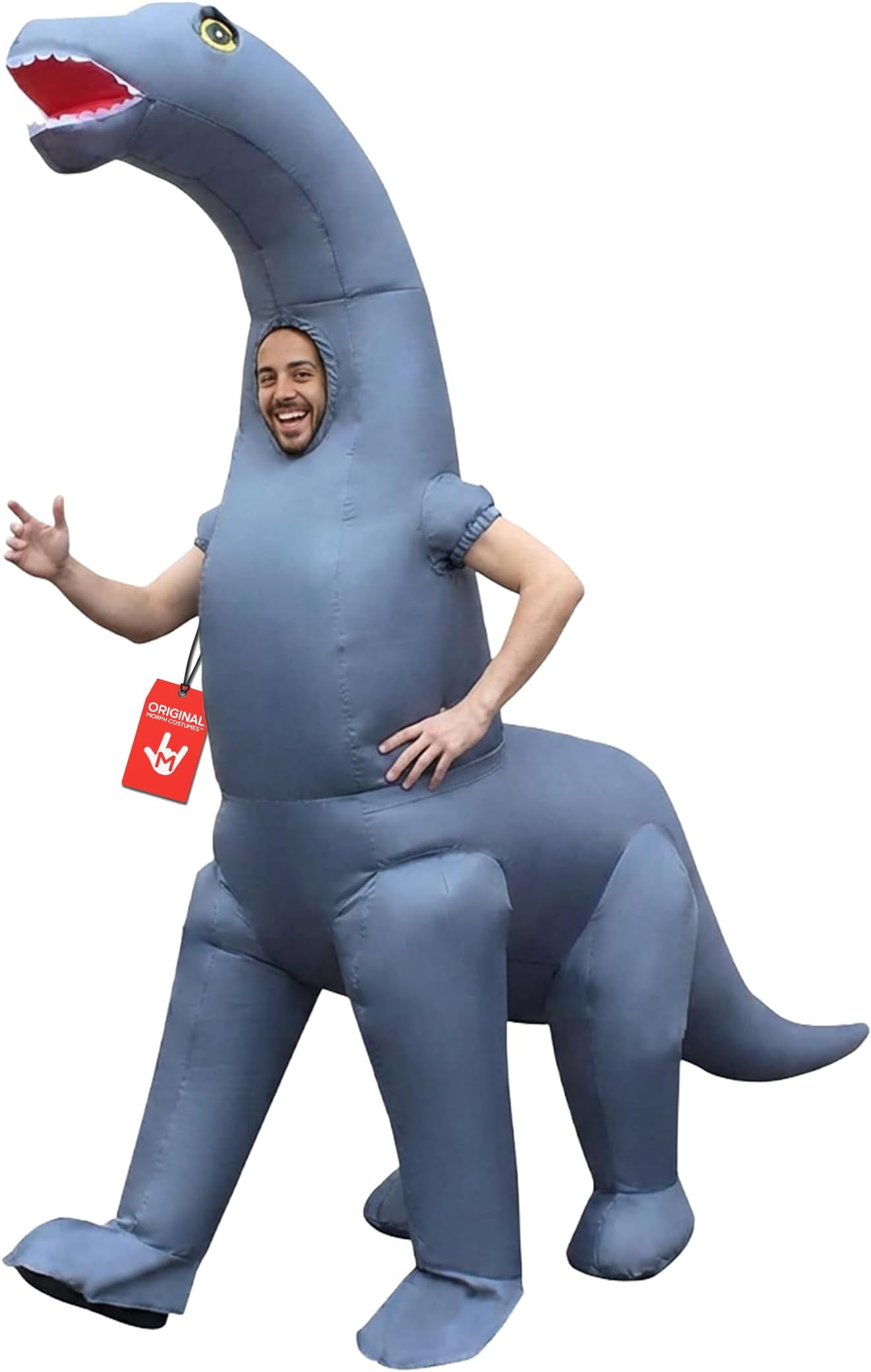 Morph Adult Inflatable Diplodocus Costume, Giant Inflatable Dinosaur Costume, Blow Up Dinosaur Halloween Costume