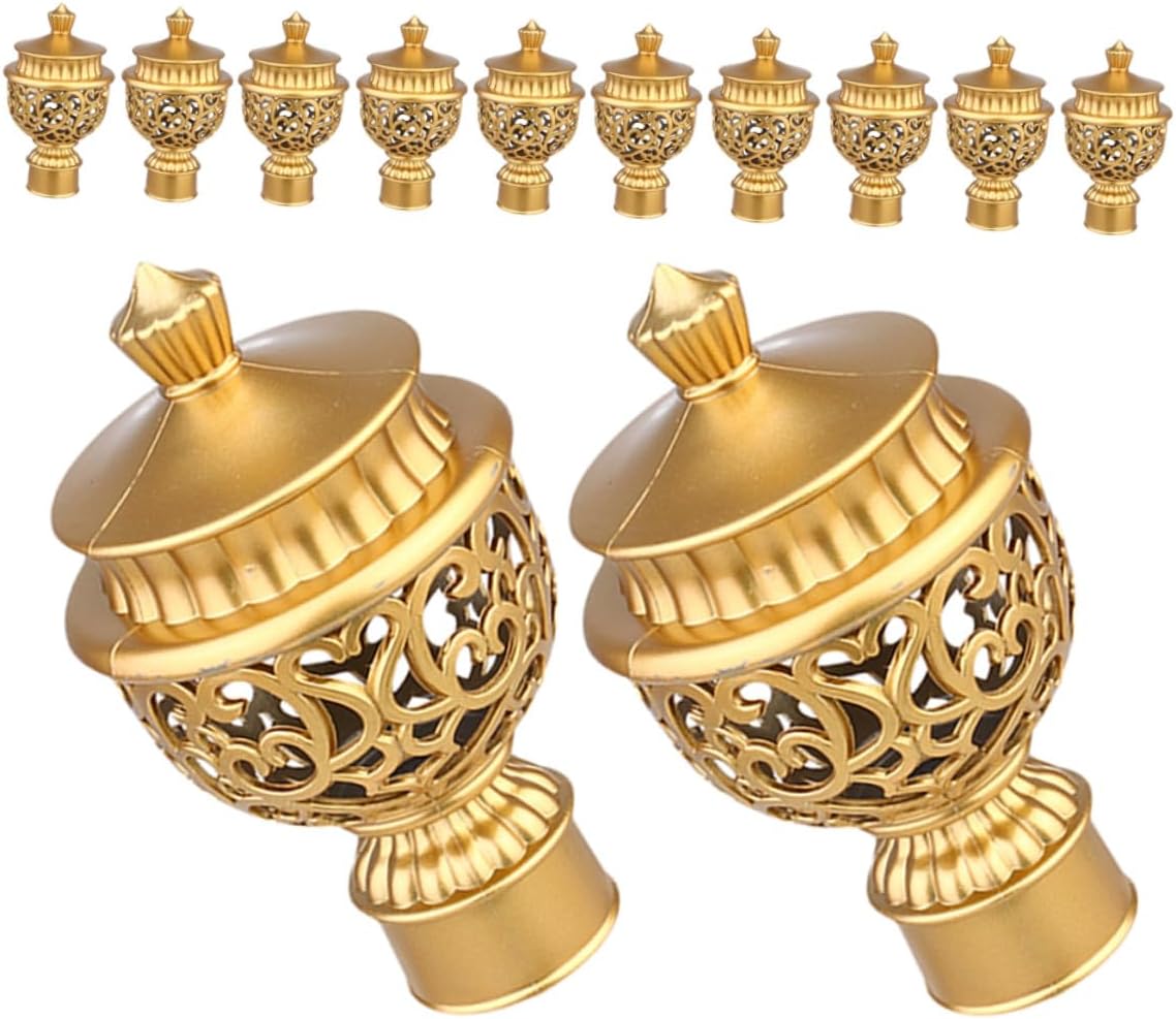 12 Pcs Modern Gold Curtain Rod Finials Decorative Caps for Roman Rods Drapery Poles Window Curtain Pole Ends Easy Install Versatile Home Decor