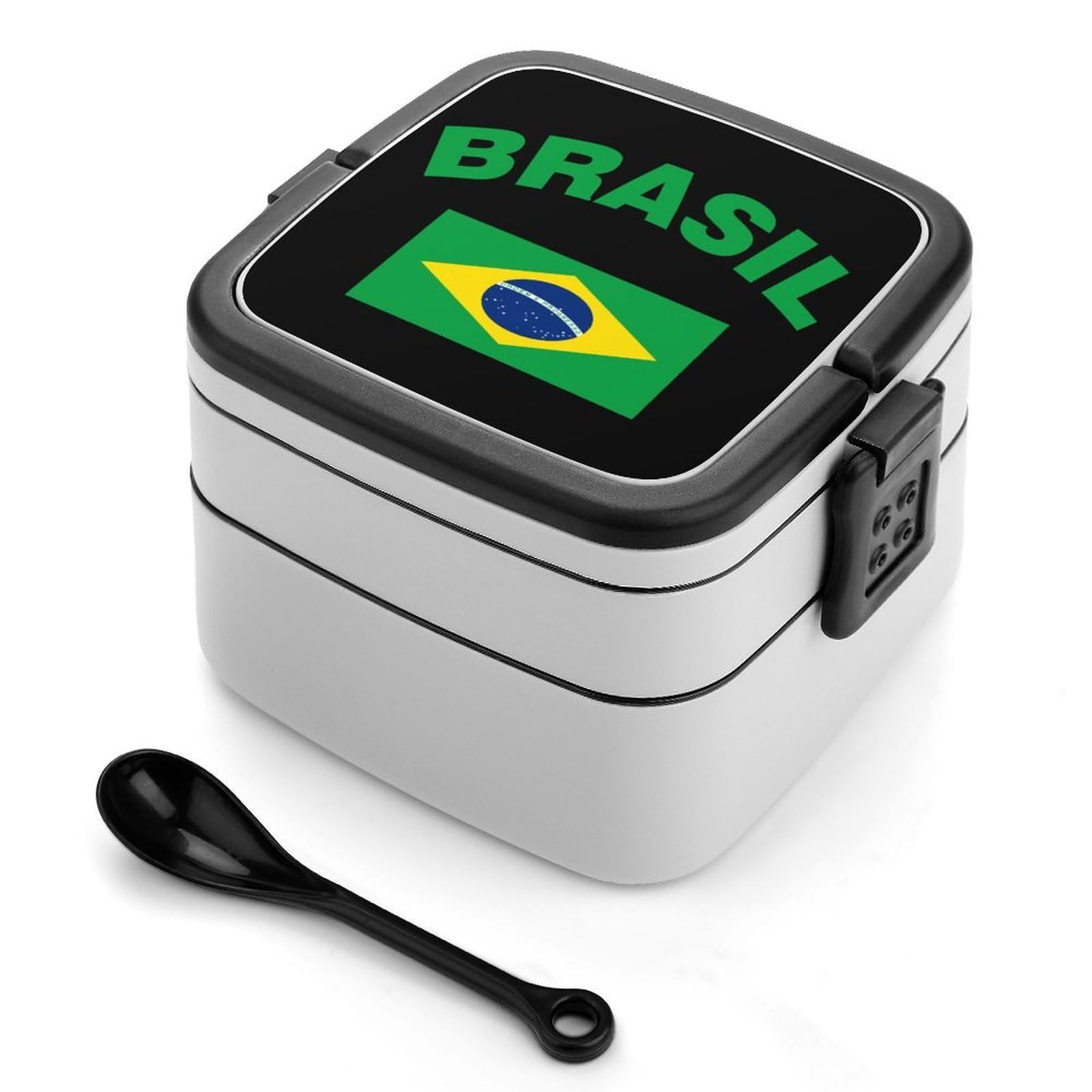 CGSBNGHA Flag of Brazil Bento Lunch Box 2 Layer Lunchbox Food Container for Adults Office