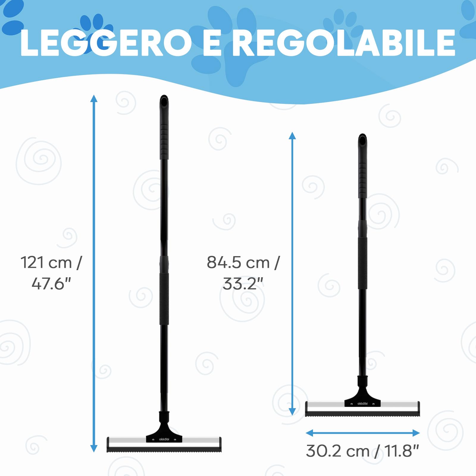 Scopa per Peli Animali – Rimuovi Peli Cane e Gatto – Scopa in Silicone per Peli Animali – Raccogli Peli Animali per Tappeti, Moquette, Pavimenti e Mobili – Rimuovi Peli Animali Telescopica