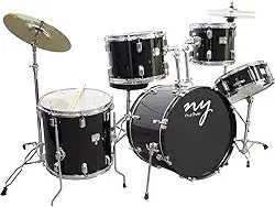 Bateria Acústica 2T Cromada Preto com Banco NY-F1RST