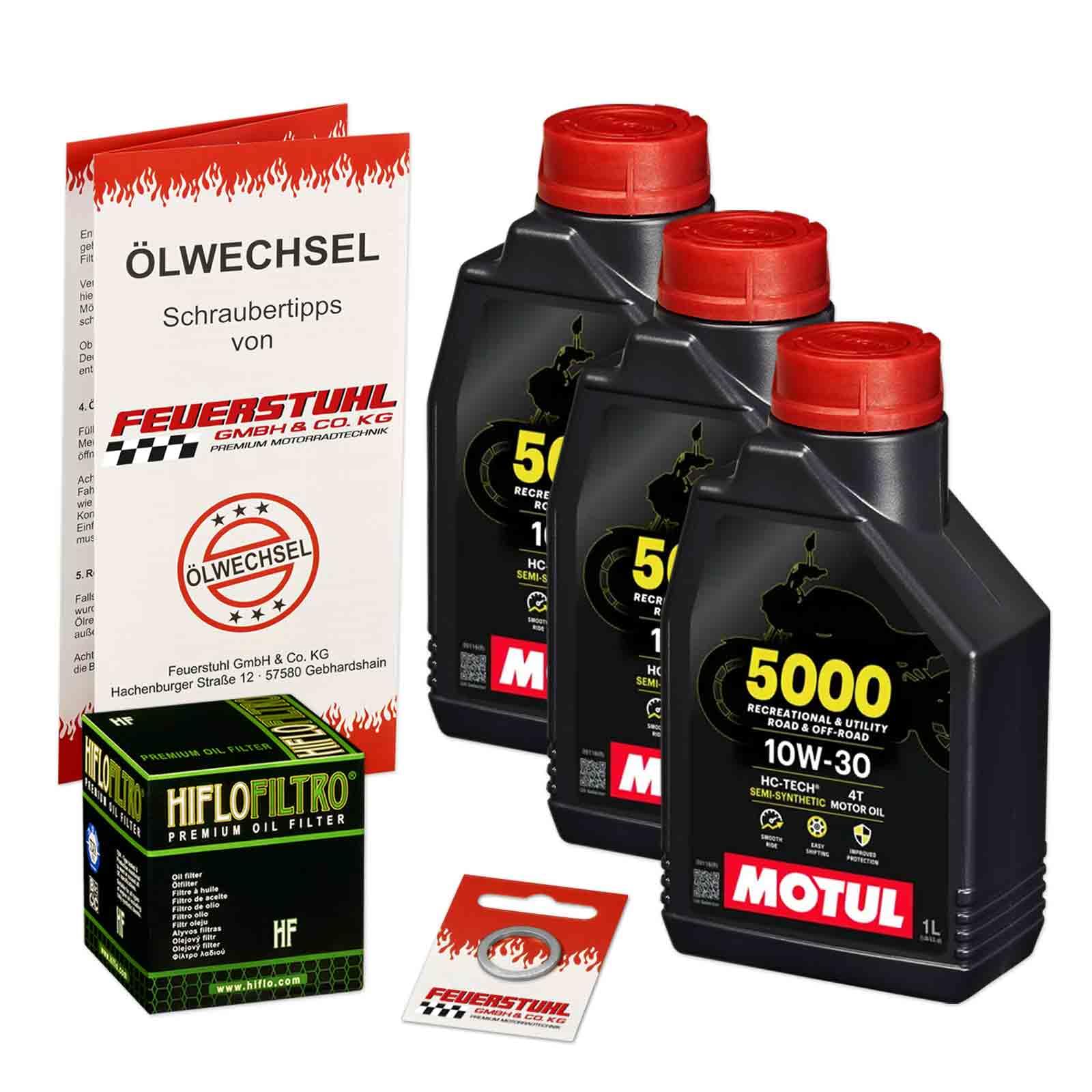 Öl & Ölfilter für Honda CBR 650 R, 2019-2023 (RH01), Ölwechsel Set 10W-30 Motoröl + HiFlo Filter + Dichtring(e)