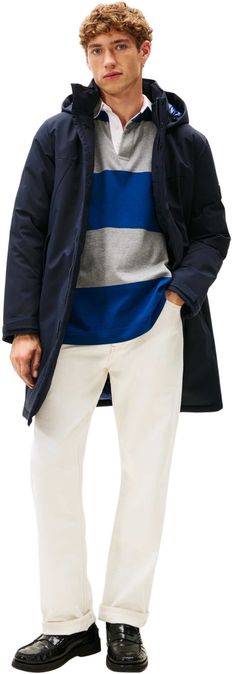 Tommy Hilfiger Tech Parka für Herren mit Kapuze, MW0MW41362, Desert Sky Blau, Größe L