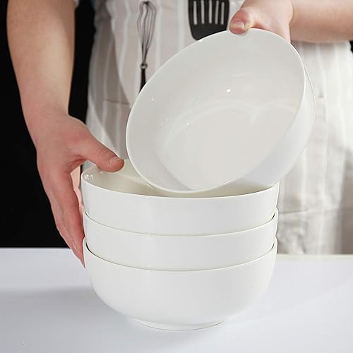 Miniatura 5 de Cuencos de sopa de 40 onzas, cuencos de ensalada, cuencos de cereales, cuencos para pasta, cuencos Pho, cuencos de porcelana duradera color blanco