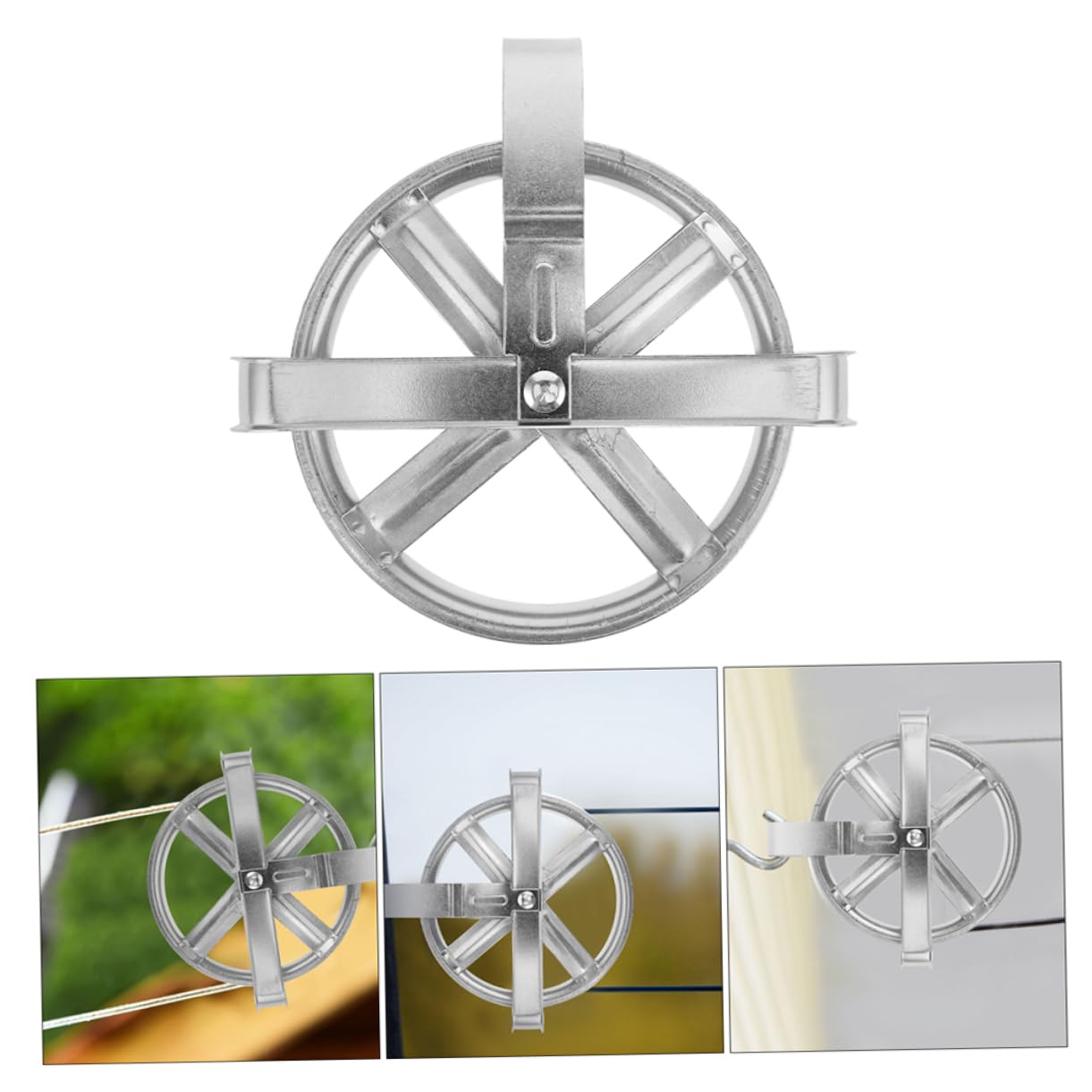 Wetterfeste Wäscheleinenrolle Silber aus Eisen 2 Stück mit Tiefer Rille für Outdoor Wäscheleinen und Kleidung