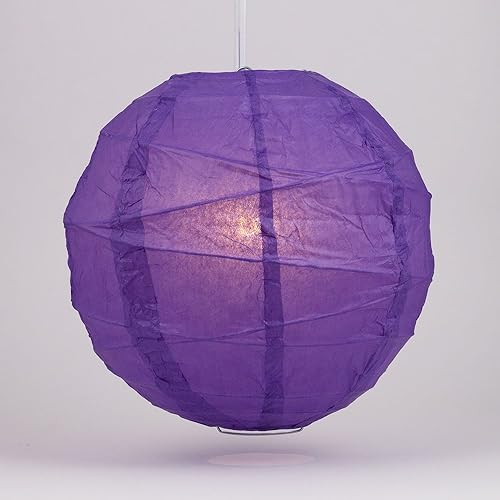 Luna Bazaar Pantalla de lámpara de papel prémium (16 pulgadas, acanalado de estilo libre, morado ciruela)  Decoración colgante chinajaponesa  para