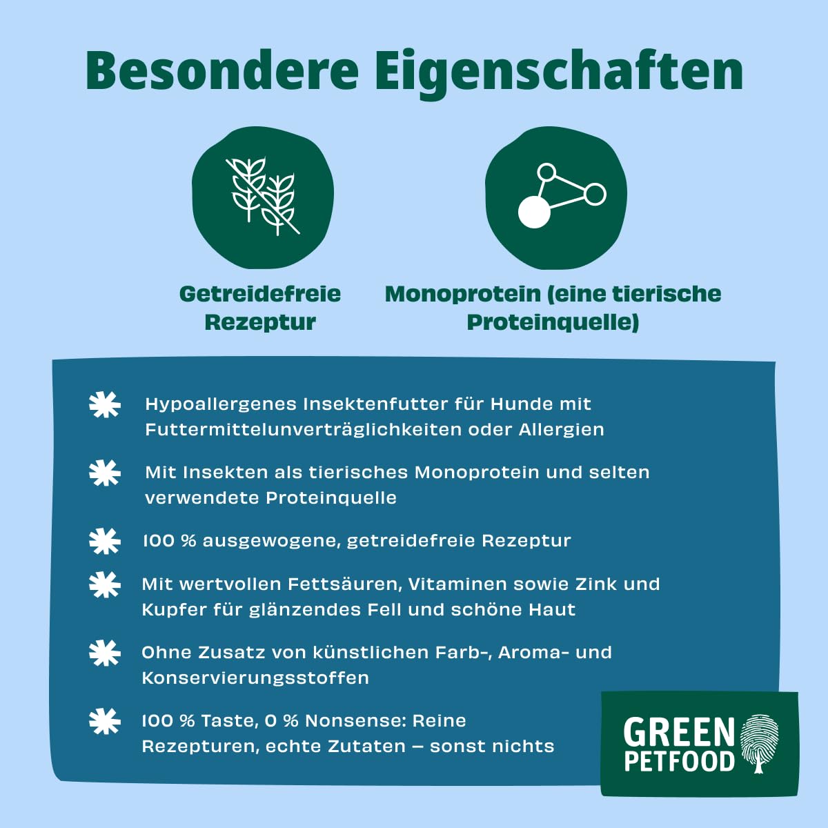 Green Petfood InsectDog Hypoallergen (1 x 10 kg) | Adult | Premium Trockenfutter für ausgewachsene allergische Hunde | getreidefrei mit Insektenprotein | nachhaltiges Hundefutter | (1er Pack NEU)