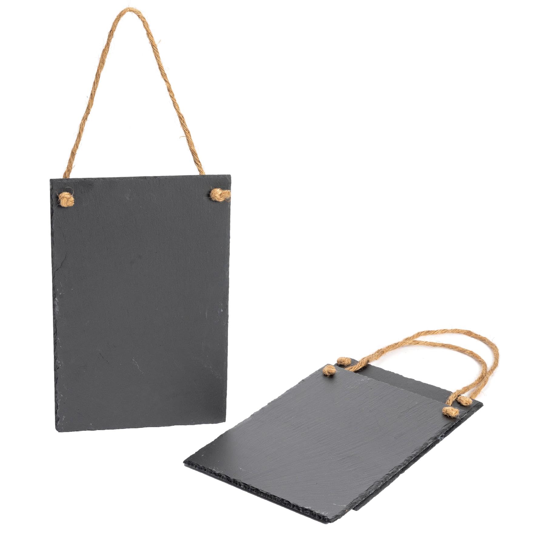 Nicola Spring Hanging Slate Chalkboard - Pack of 3-30x20cm Rustic Blackboard with Rope for Kitchen, Café, Garden or Restaurant - Reusable Natural Slate Memo Message Board - Home Décor Gift Idea