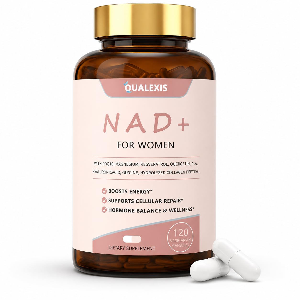 NAD+ Supplement for Women — Energy, Sleep & Skin Support with Resveratrol, CoQ10, Ashwagandha & L-Theanine — NMN Alternative, 120 Capsules