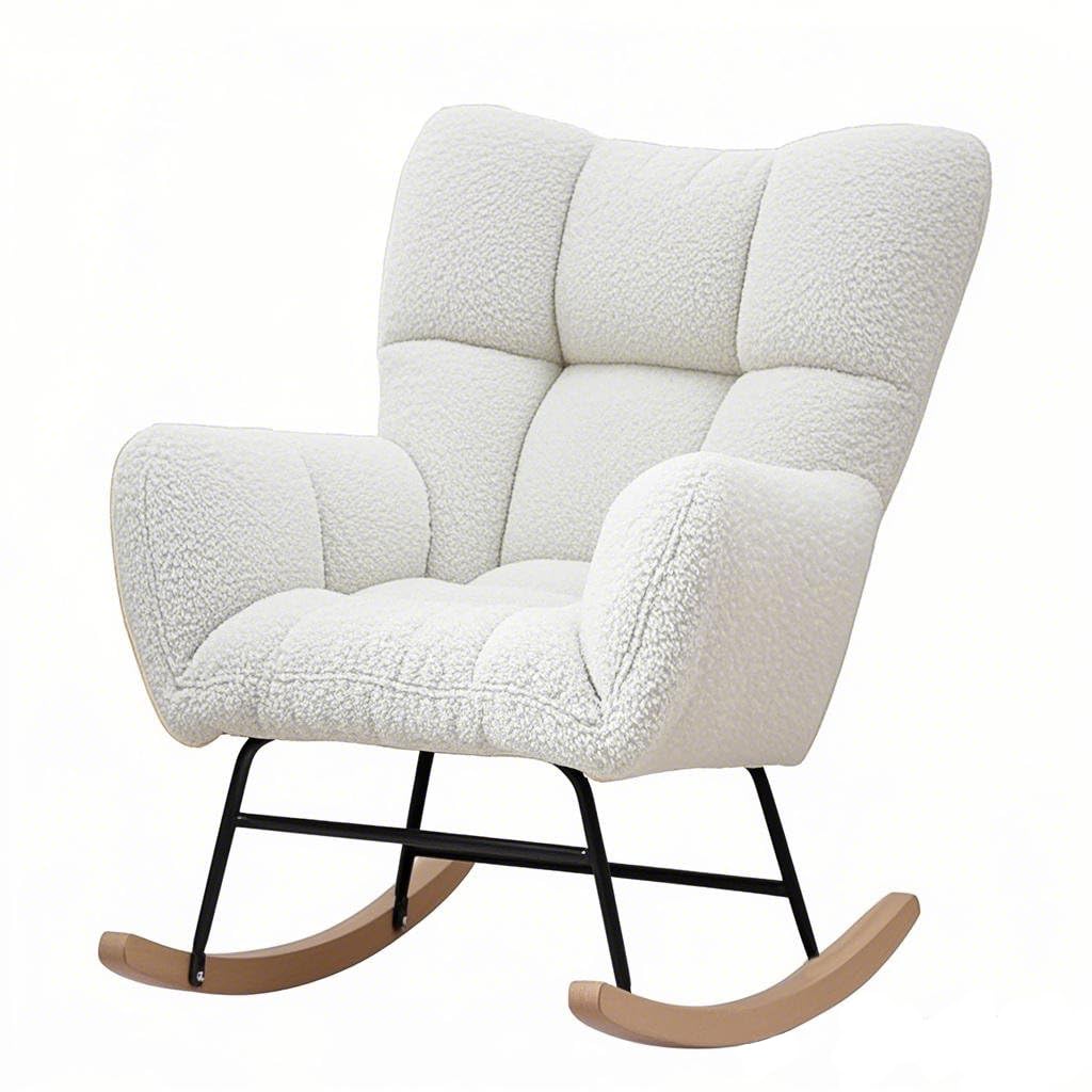 TIANJZSUN Rocking Chair With Arms,Comfortable Accent upholstered Sofa Chair for Living Room, Bedroom, Dorm, Nordic Style