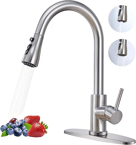 Grifo de cocina extraíble de cromo pulido de arco alto de una sola manija, grifo de fregadero de acero inoxidable para lavandería de RV moderno