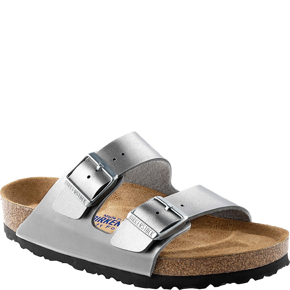 Birkenstock Women's Arizona Blue Bflor S/Fb, Silver, 4.5 UK