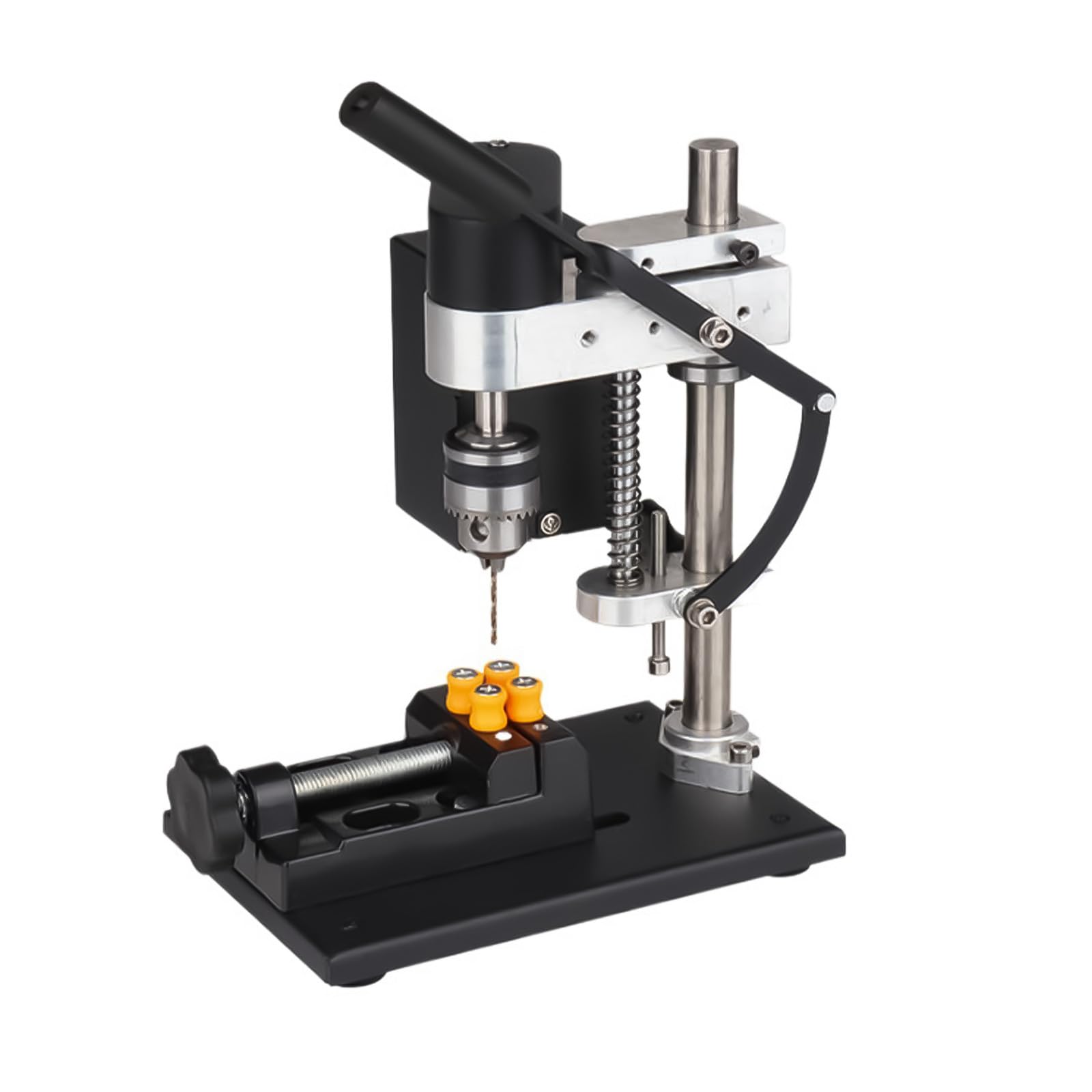 VOBOR Mini Drill Column, Height Adjustment 50mm, 200W 7 Speed Adjustable Electric Bench Drill, Vertical Press Drill for Metal Direct Drilling, Wood