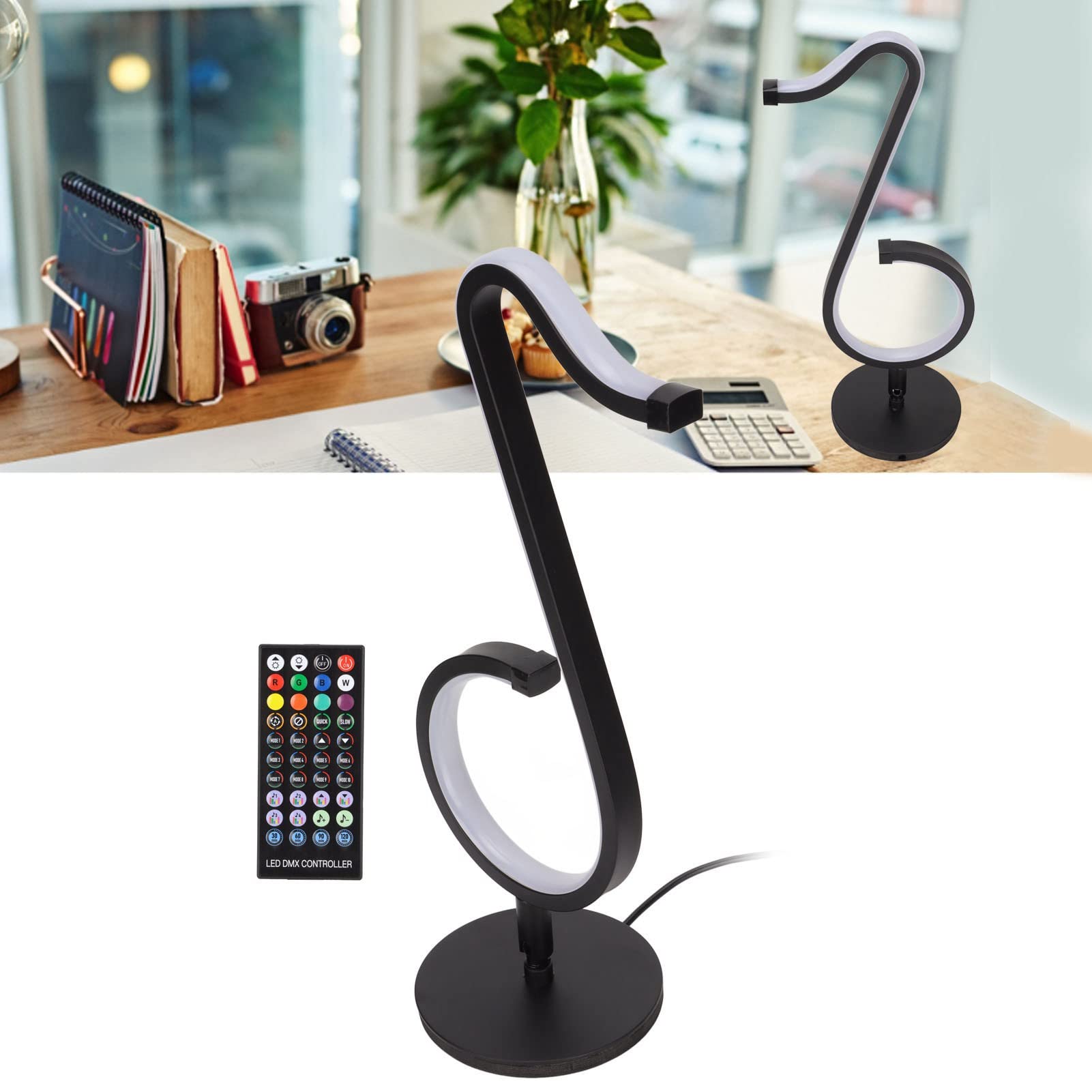 Uwaga Lampa na biurko Lampa ścienna, podstawa obrotowa o 180 stopni, aplikacja mobilna Smart Control, kolorowa fajna lampa biurkowa do dekoracji ścian biurka Działa z Androidem 4.4 i OS X 11.0 i nowsz
