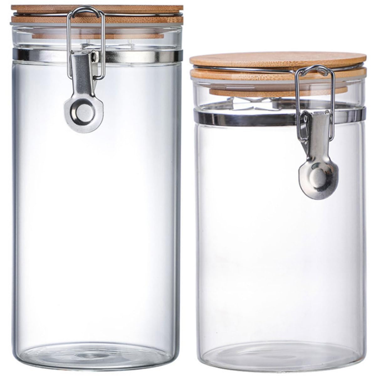 2 Frascos Herméticos de Cocina de Vidrio Cierre de Acero Inoxidable 1280 Ml y 1140 Ml Recipientes para Almacenar Alimentos Secos como Arroz Harina y Frutos Secos Ideales para