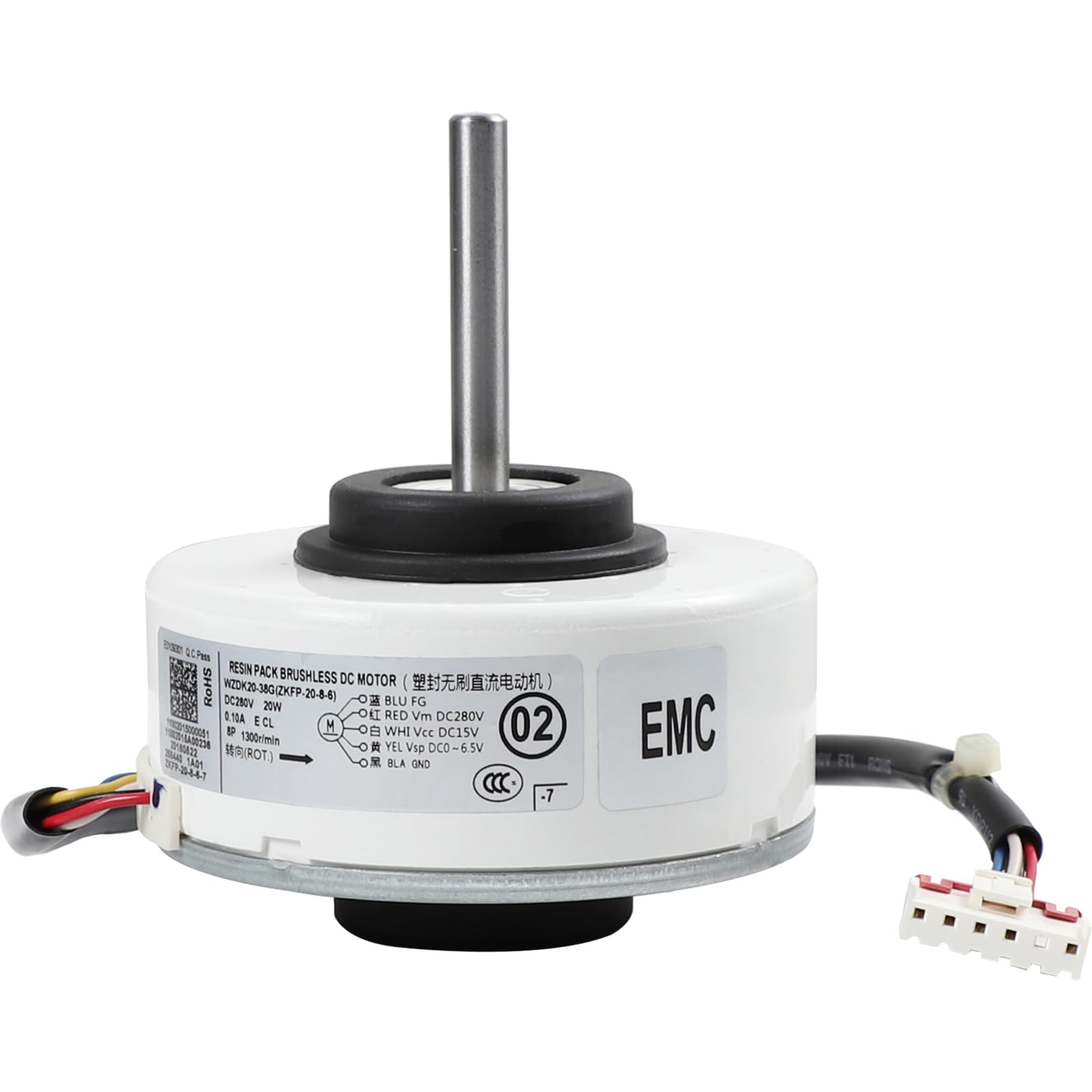 WZDK20-38G (ZKFP-20-8-6) Bürstenloser Gleichstrom-Lüftermotor für Klimaanlage | ZKFP-20-8-6-7 OEM-Teil für Zentralwechselrichter interne Klimaanlage, DC280V 20W 0.10A CCW 1300RPM
